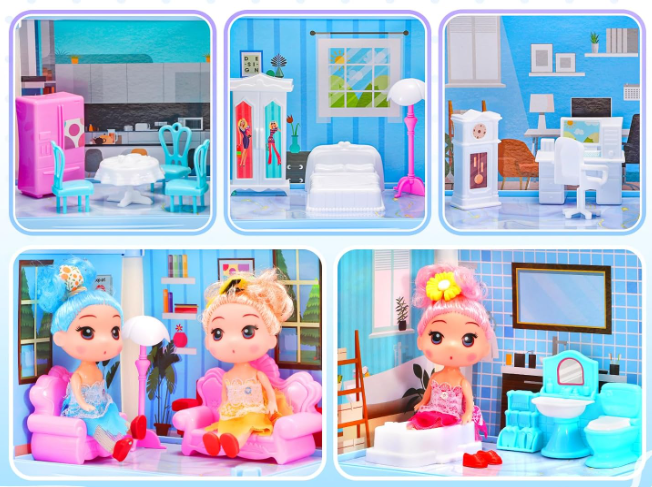 Amidear Dollhouse with 4-Story 11 Rooms Dream Princess Doll House Playset NEW