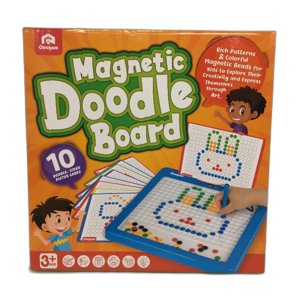Coogam Magnetic Doodle Board 10 Double Sided Picture Cards Magnetic Beads NEW
