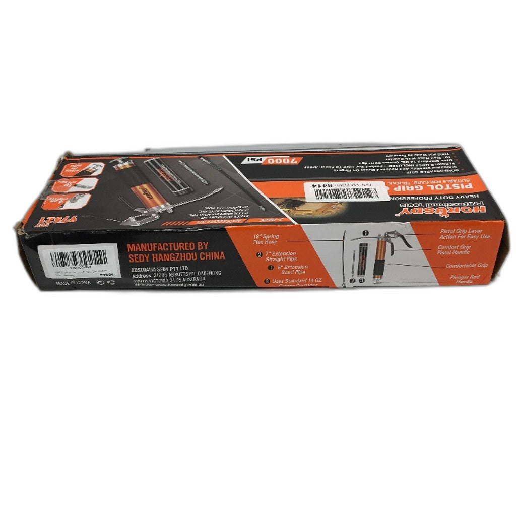 Horusdy Pistol Grip Heavy Duty Grease Gun Flexible Hose 7000 PSI NEW