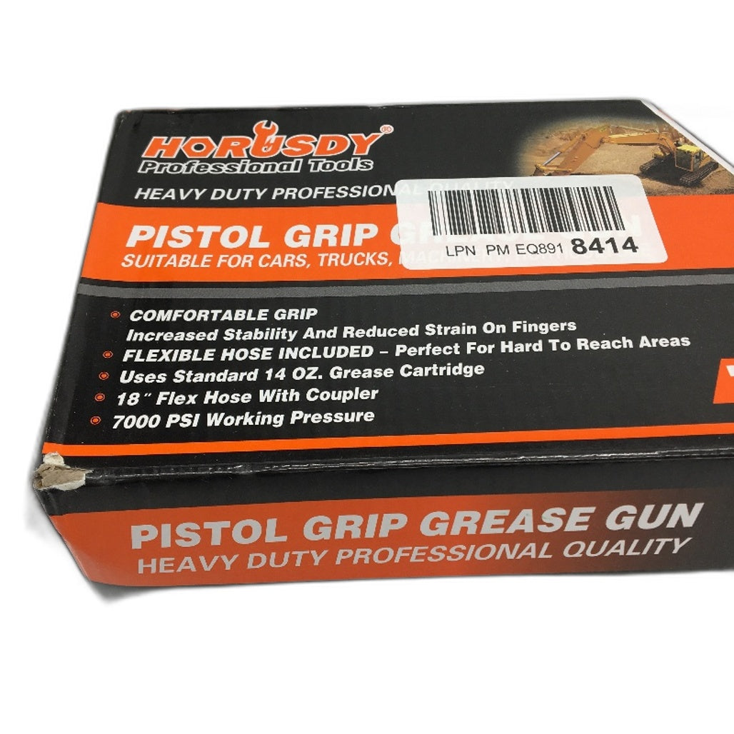 Horusdy Pistol Grip Heavy Duty Grease Gun Flexible Hose 7000 PSI NEW