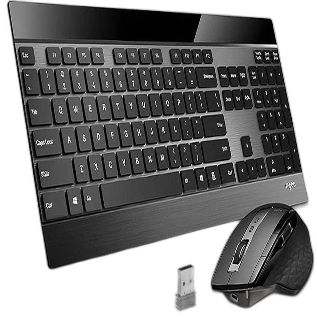 Rapoo 9900M Multi Mode Wireless Low Profile Slim Black Keyboard & Mouse NEW