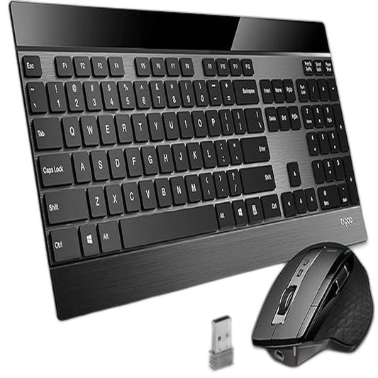 Rapoo 9900M Multi Mode Wireless Low Profile Slim Black Keyboard & Mouse NEW