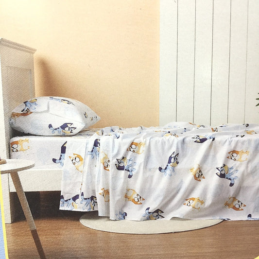DesignWorks Bluey & Friends Kids Cotton Sheet Set SINGLE Bed NEW