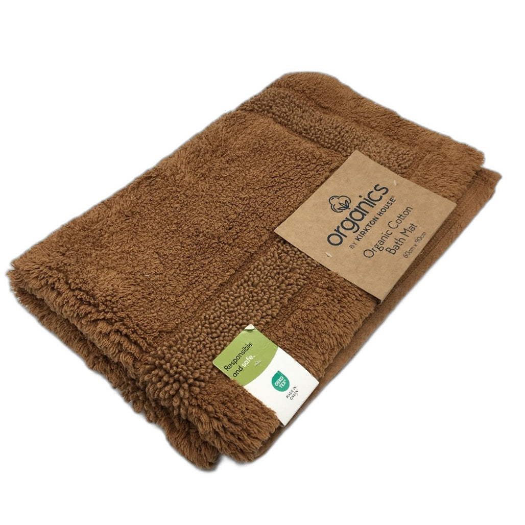 Kirkton House Organic 100% Cotton Rust Brown 2 Pack Luxury Soft Bath Mats NEW