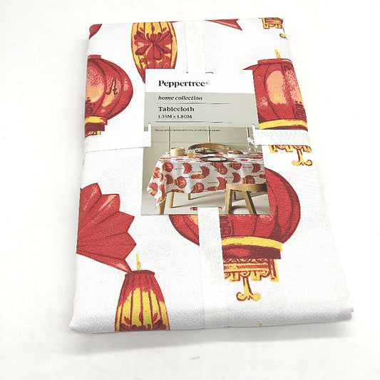 Peppertree Oriental Lantern Rectangle Cotton Blend Tablecloth 135 x 180cm NEW