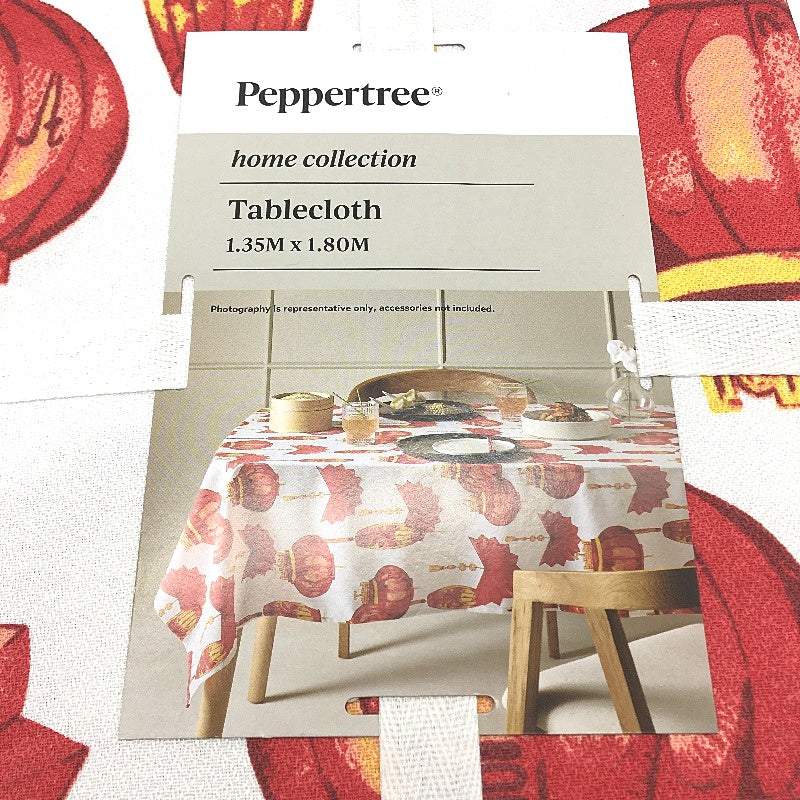 Peppertree Oriental Lantern Rectangle Cotton Blend Tablecloth 135 x 180cm NEW