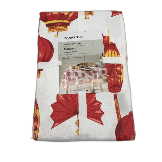 Peppertree Oriental Lantern Rectangle Cotton Blend Tablecloth 150 x 230cm NEW