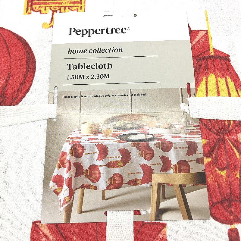 Peppertree Oriental Lantern Rectangle Cotton Blend Tablecloth 150 x 230cm NEW