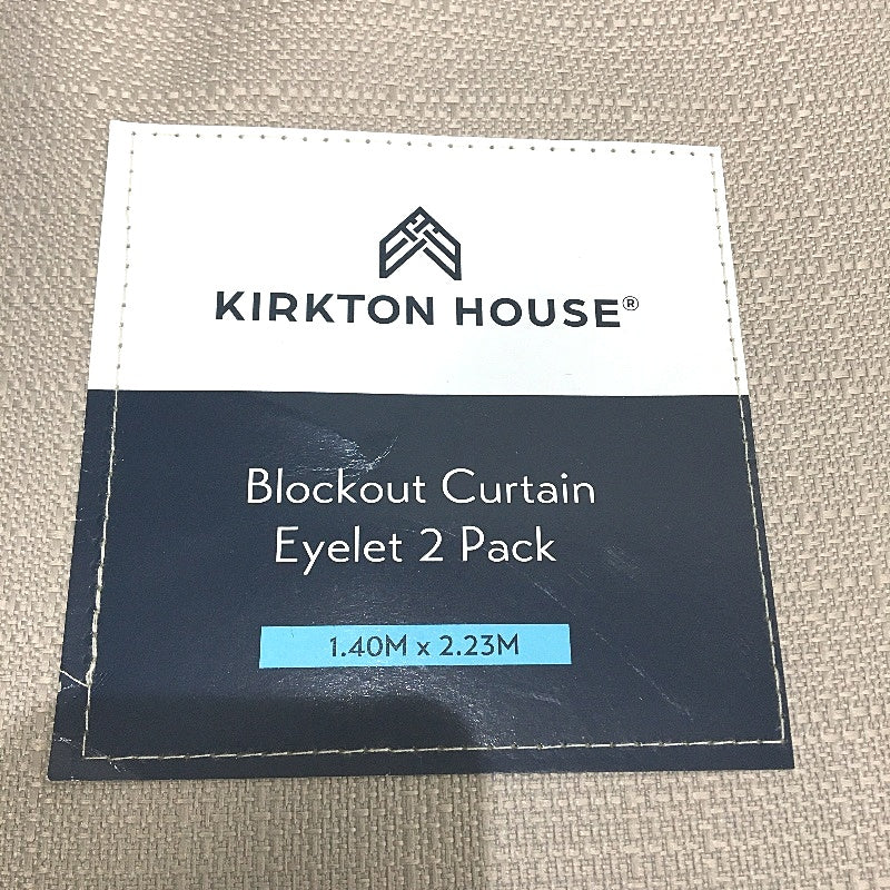 Kirkton House Blockout Gloss Beige Curtain Eyelet 2 Pack 1.4 x 2.23m NEW
