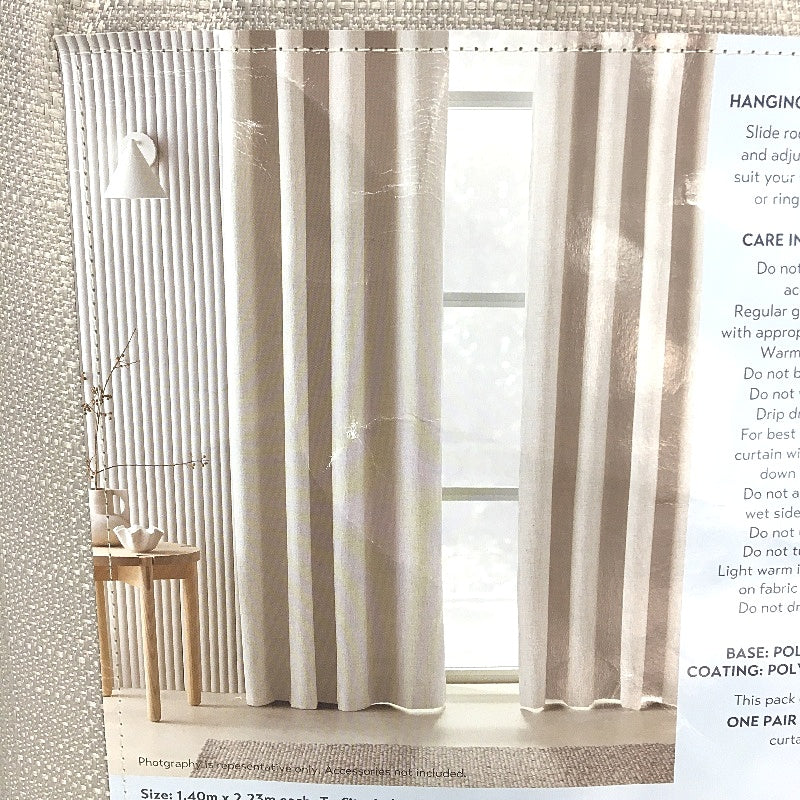 Kirkton House Blockout Gloss Beige Curtain Eyelet 2 Pack 1.4 x 2.23m NEW
