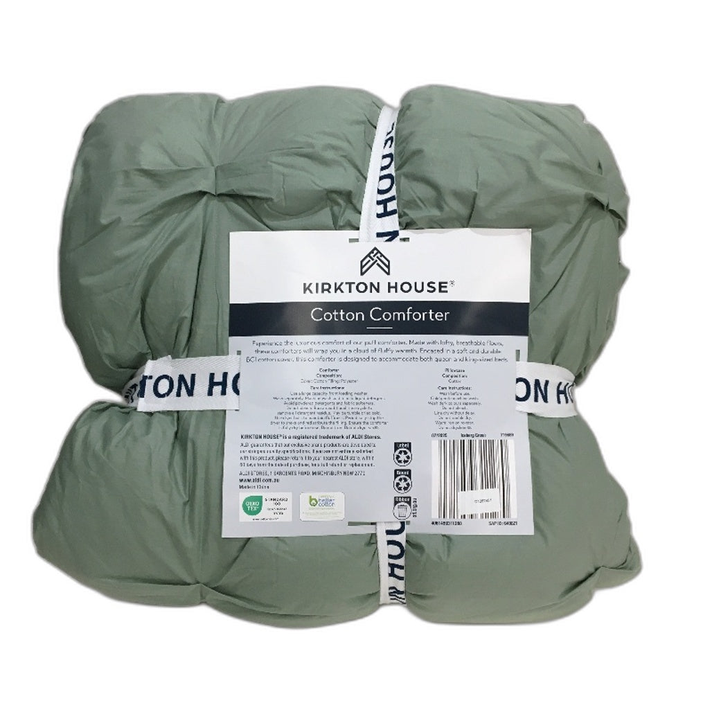 Kirkton House Green Cotton Coverlet Set Queen/King Size Inc 2 Pilowcases NEW