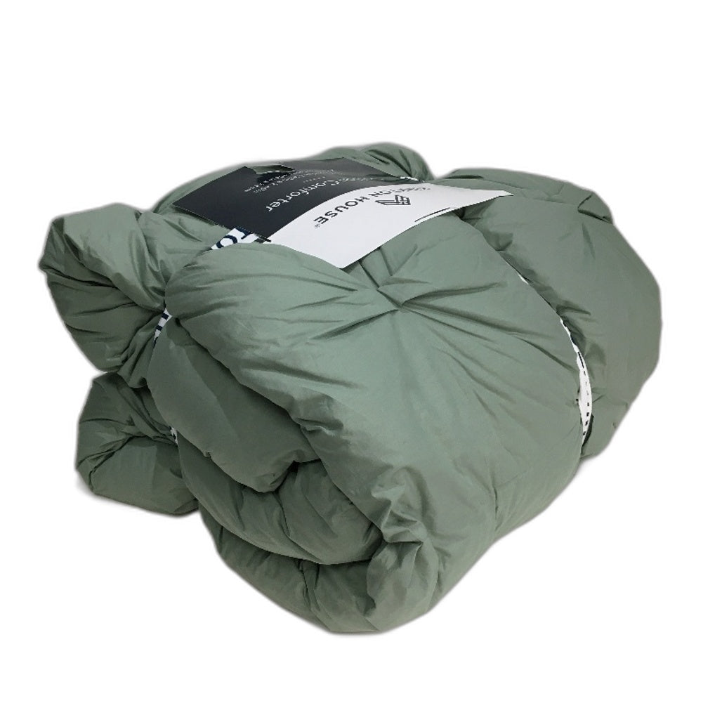 Kirkton House Green Cotton Coverlet Set Queen/King Size Inc 2 Pilowcases NEW