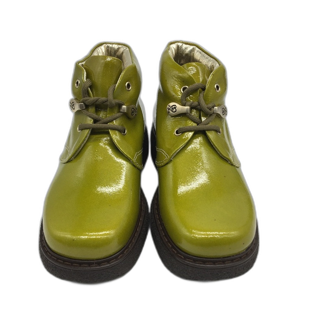 Jolie Amie Maddie Olive Leather Patent Leather Girls Boots Sz US 11.5 EUR 29 NEW
