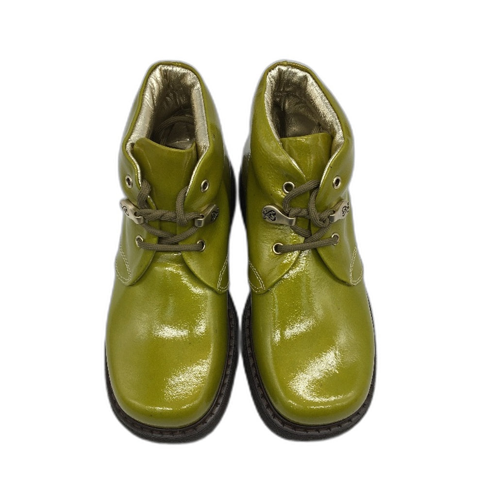 Jolie Amie Maddie Olive Leather Patent Leather Girls Boots Sz US 11.5 EUR 29 NEW