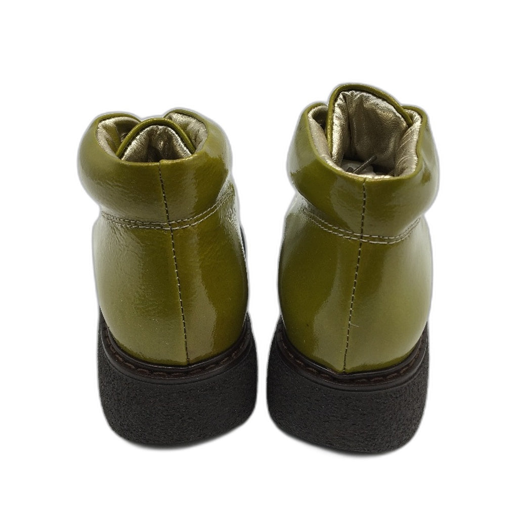 Jolie Amie Maddie Olive Leather Patent Leather Girls Boots Sz US 11.5 EUR 29 NEW