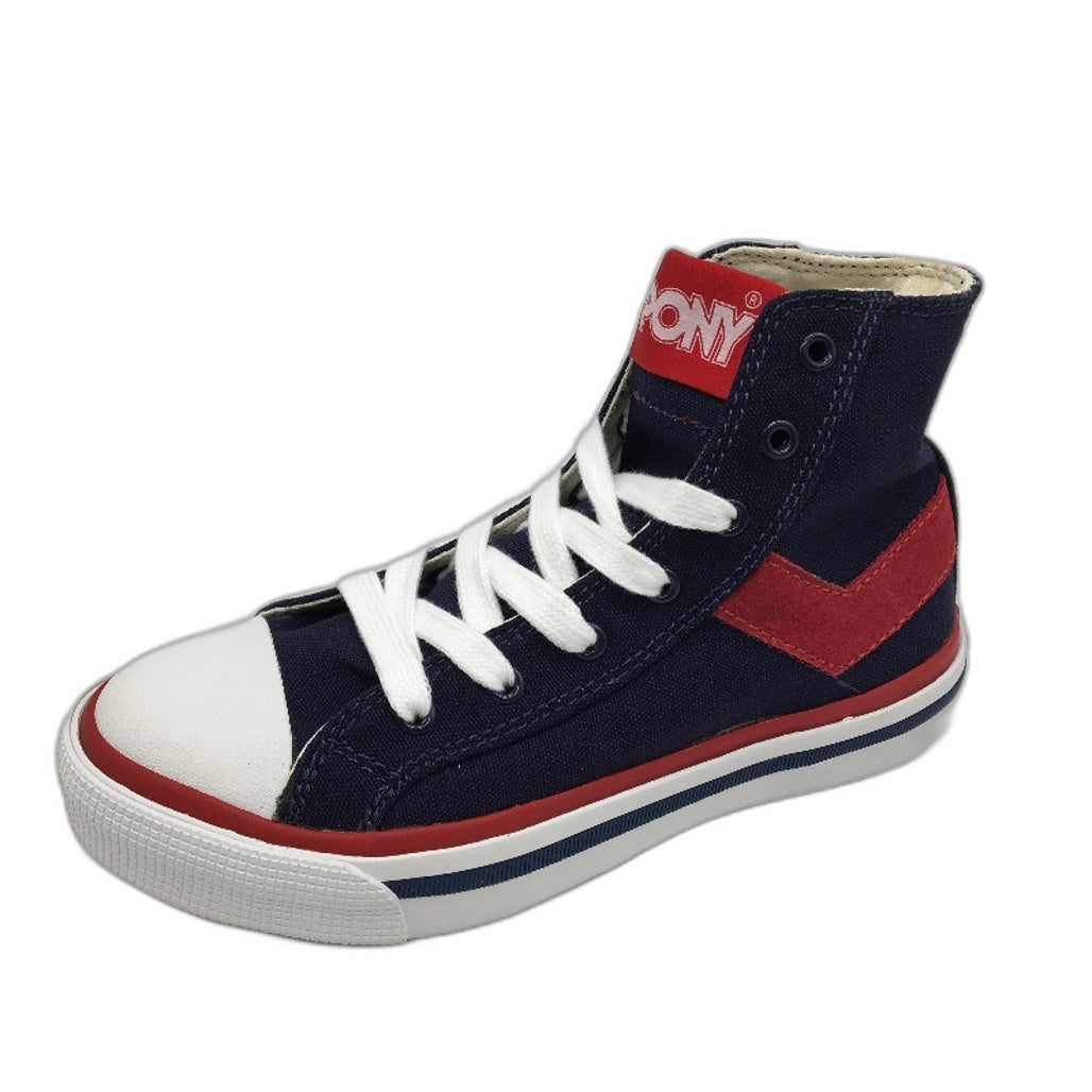 Pony Kids Blue Navy Canvas Basketball Sneaker Shoe Size US 1 EUR 32 20cm NEW