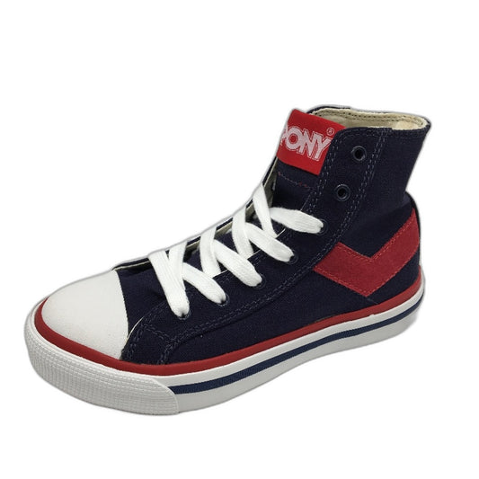 Pony Kids Blue Navy Canvas Basketball Sneaker Shoe Size US 1 EUR 32 20cm NEW