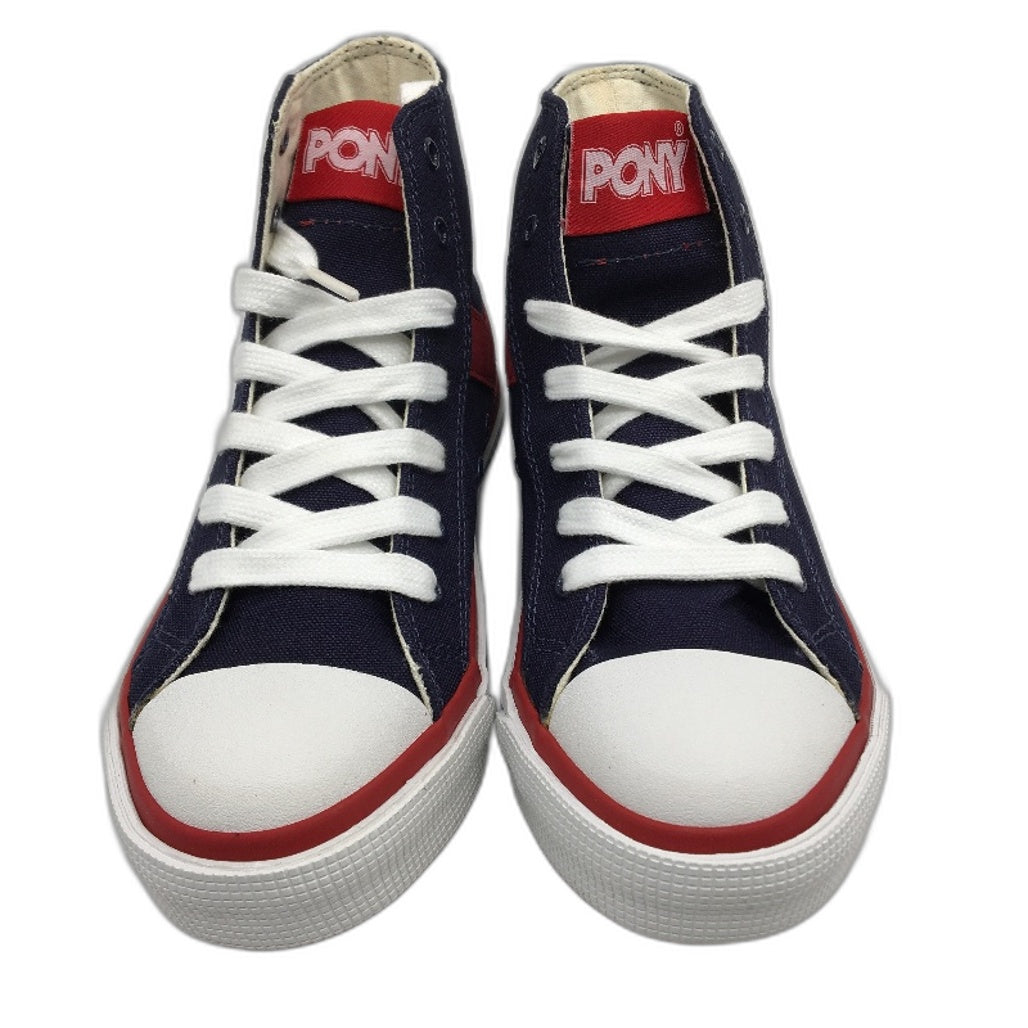 Pony Kids Blue Navy Canvas Basketball Sneaker Shoe Size US 1 EUR 32 20cm NEW