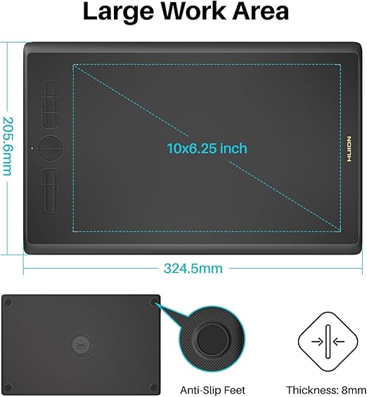 Huion H610X 8192 Pressure 10x6 Inch Creative Drawing Graphics Pen Tablet DEMO