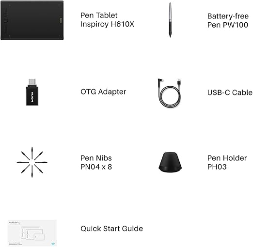 Huion H610X 8192 Pressure 10x6 Inch Creative Drawing Graphics Pen Tablet DEMO