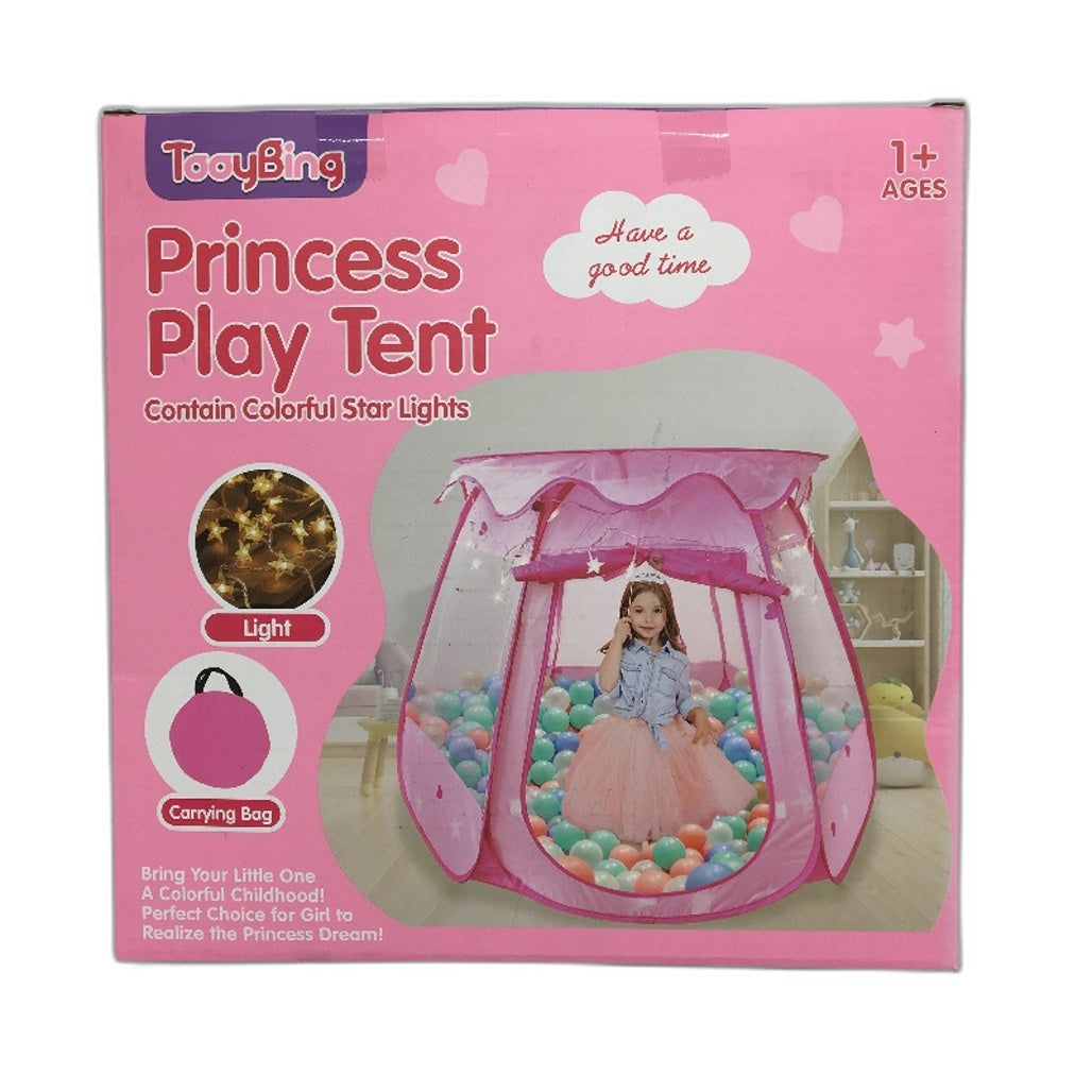 TooyBing Pink Princess Pop Up Play Tent with Star Fairy Lights Ages 1 Plus NEW