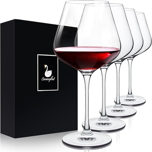 Swanfort Set of 4 23oz Extra Large Red Wine Crystal Clear Glasses NEW