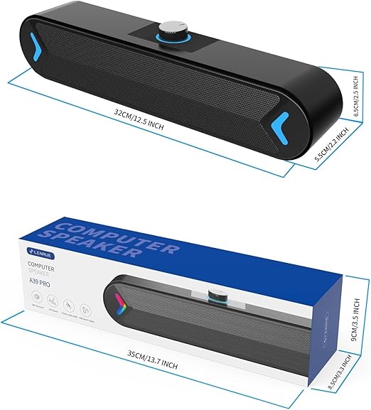 Lenrue A39PRO-1 360 Surround Sound Ambient RGB Portable Computer Speaker NEW