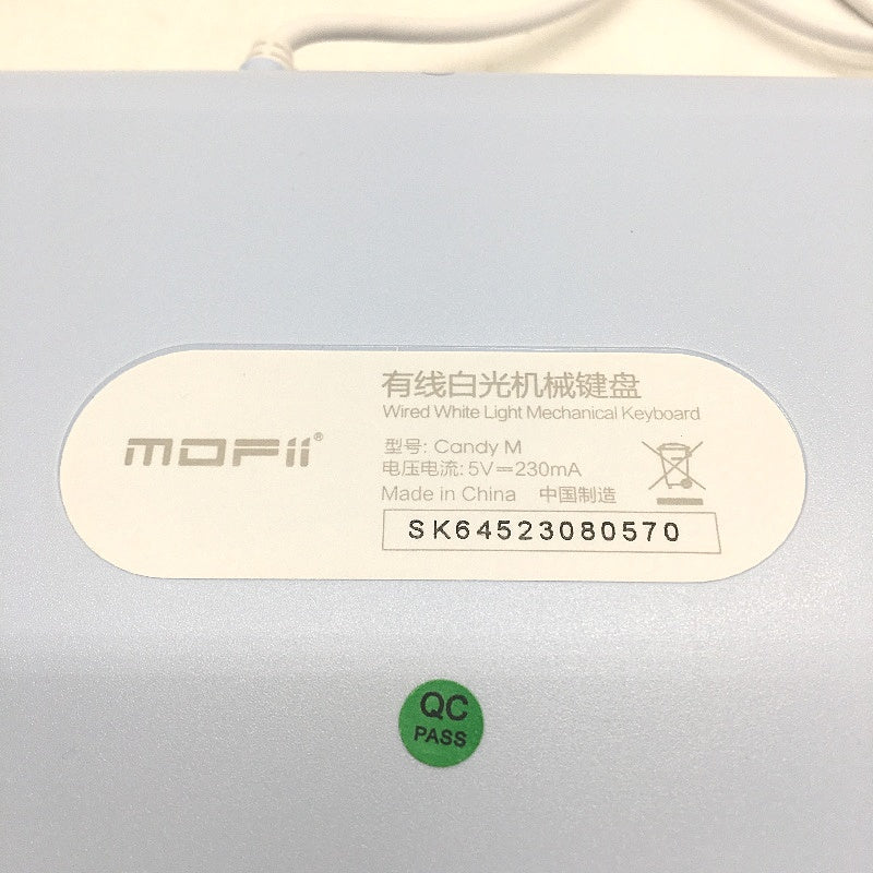 Mofii Candy M Wired White Light Mechanical Keyboard in Pastel Blue NEW