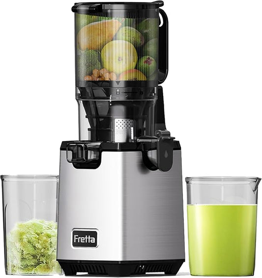 Fretta Boost 5.3 Inch Chute BPA Free 250W Masticating Slow Cold Press Juicer NEW