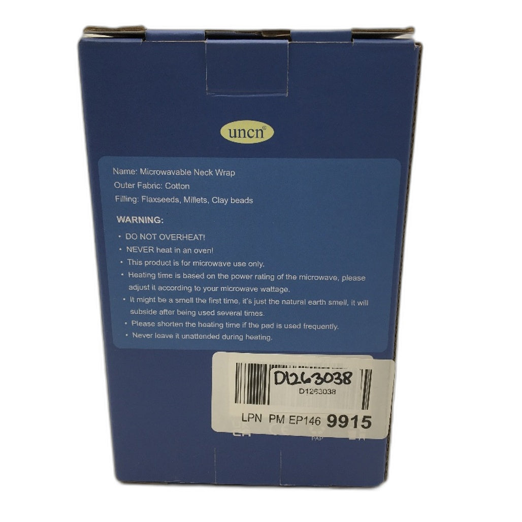 Uncn Wheat Microwavable Hot Therapy Neck Wrap with Handles in Navy Blue NEW