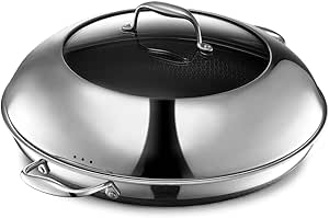 HexClad 14 Inch 36cm Stainless Steel Silver Hybrid Frying Pan with Lid NEW