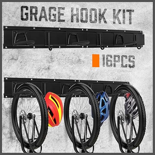 Horusdy 16 Piece Heavy Duty Garage Hook Kit Bike Storage Racks 600lbs Max NEW