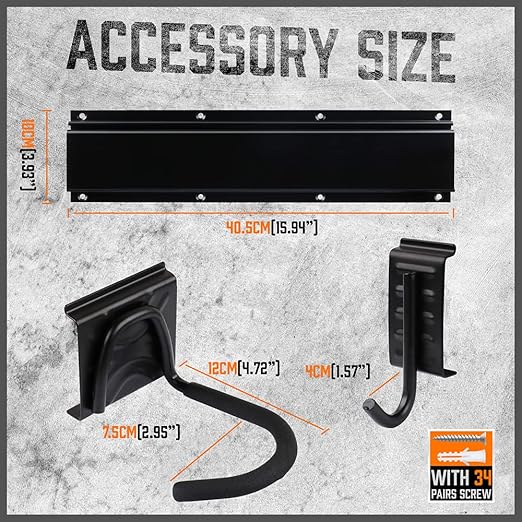 Horusdy 16 Piece Heavy Duty Garage Hook Kit Bike Storage Racks 600lbs Max NEW