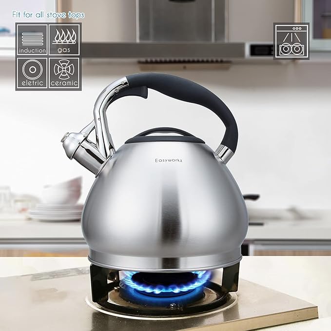 Easyworkz 2.3L Stainless Steel Steel Stovetop Whistling Tea Kettle NEW