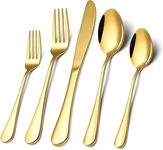 40 Piece Gold Plated Stainless Steel Silverware Tableware Cutlery Set NEW