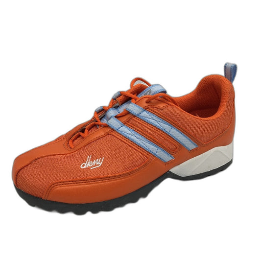 DKNY Basic Orange Mesh Blue Accent Lace Up Sneaker Shoe Youth Size 4 24cm NEW