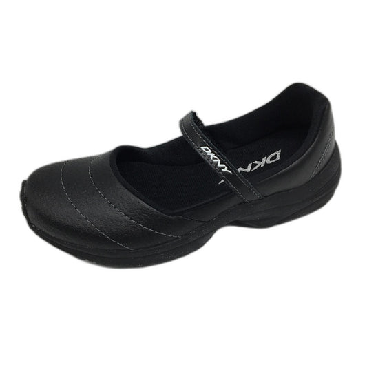DKNY Cheri Black Elastic Strap Leather Casual Shoe Girls Kids Size 12 20cm NEW