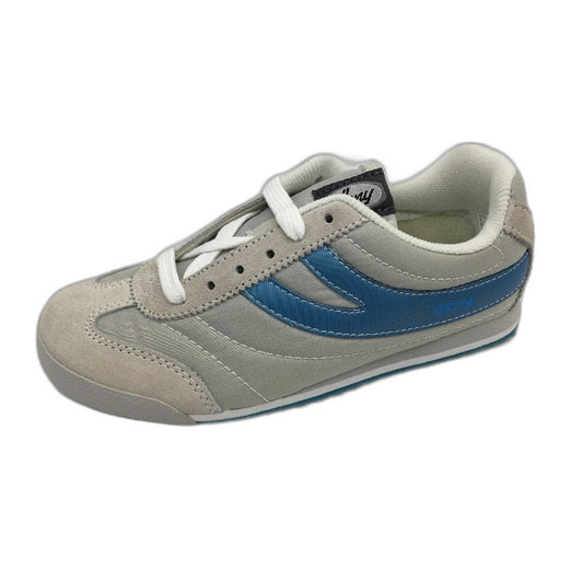 DKNY Grey Leather & Material Trainer Lace Up Sneaker Shoe Kids Size 2 21cm NEW
