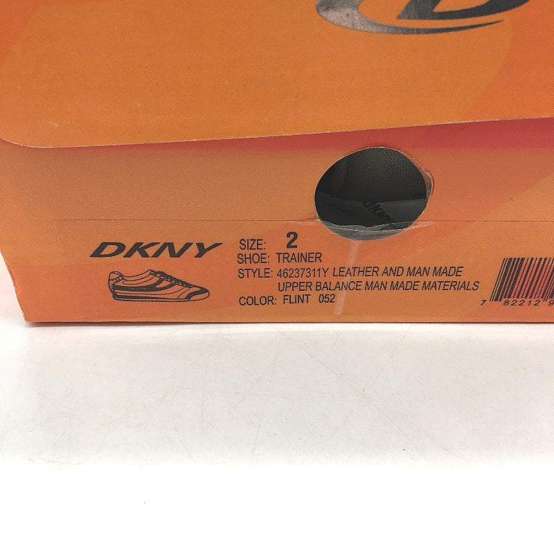 DKNY Grey Leather & Material Trainer Lace Up Sneaker Shoe Kids Size 2 21cm NEW
