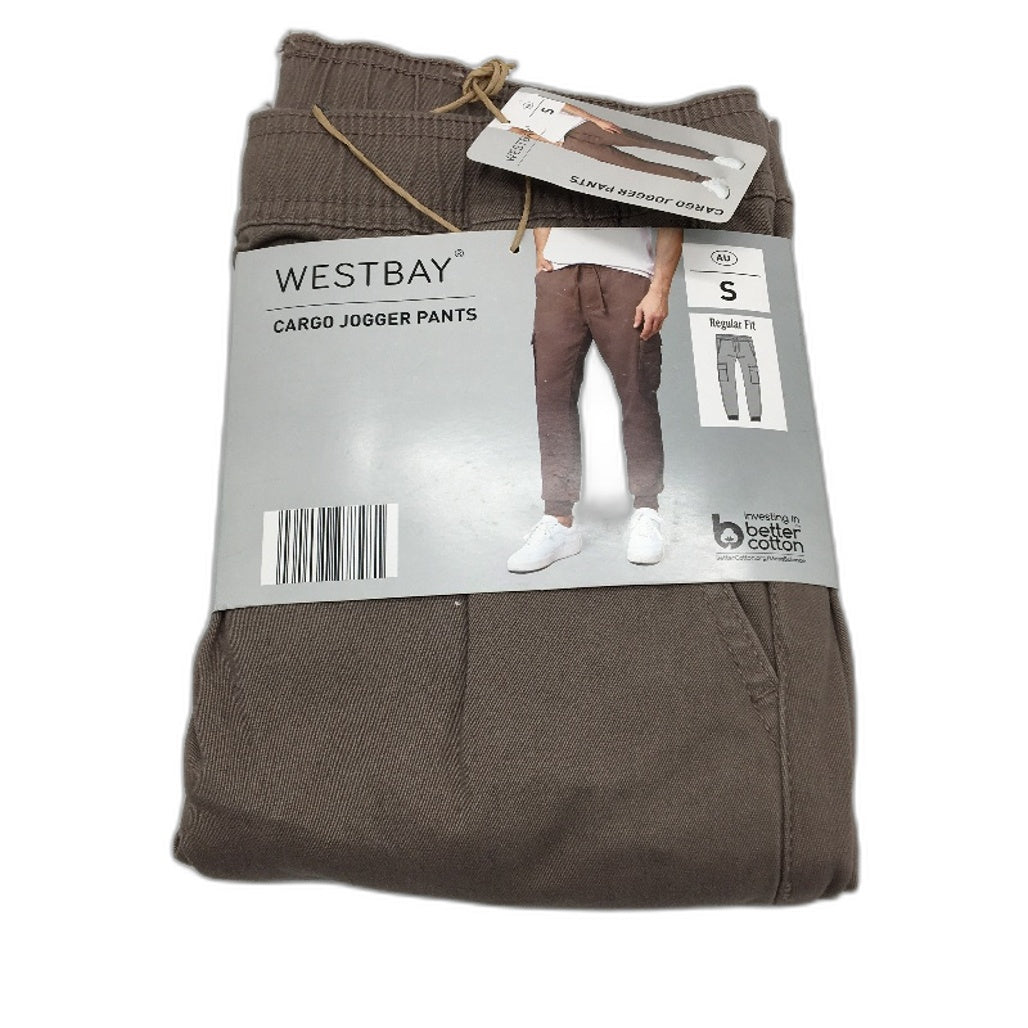 Westbay Brown Cotton Blend Cuff Ankle Cargo Jogger Pants Mens Size S NEW