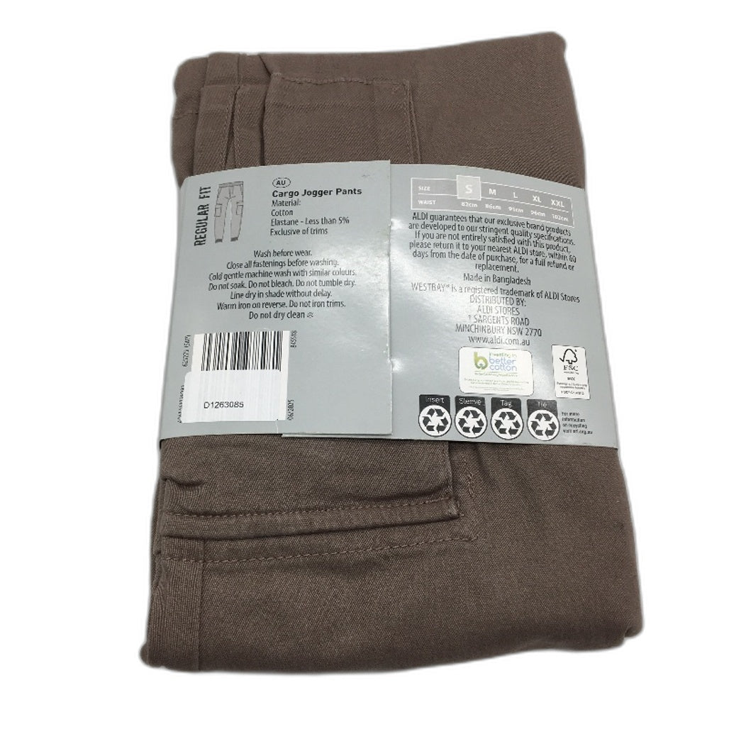 Westbay Brown Cotton Blend Cuff Ankle Cargo Jogger Pants Mens Size S NEW