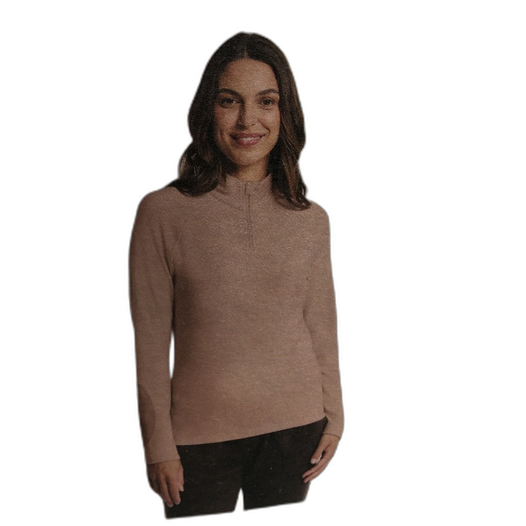 Crane Soft Pink Australian Merino Wool Blend Quarter Zip Top Ladies Size S NEW