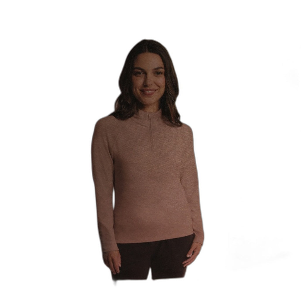Crane Soft Pink Australian Merino Wool Blend Quarter Zip Top Ladies Size M NEW