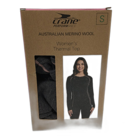 Crane Performance 100% Merino Wool Grey Long Sleeve Thermal Top Ladies Sze S NEW