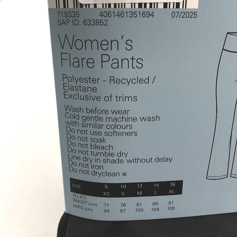 Crane Performance Black Stretch Moisture Regulating Flare Pants Ladies Sze L NEW