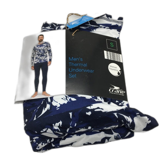 Crane Snow Extreme Navy White Long Sleeve Thermal Underwear Set Mens Size S NEW