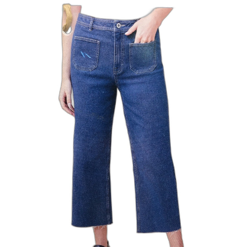Serra Regular Fit Raw Hem 7/8 Length Blue Denim Jeans Ladies Size 18 NEW