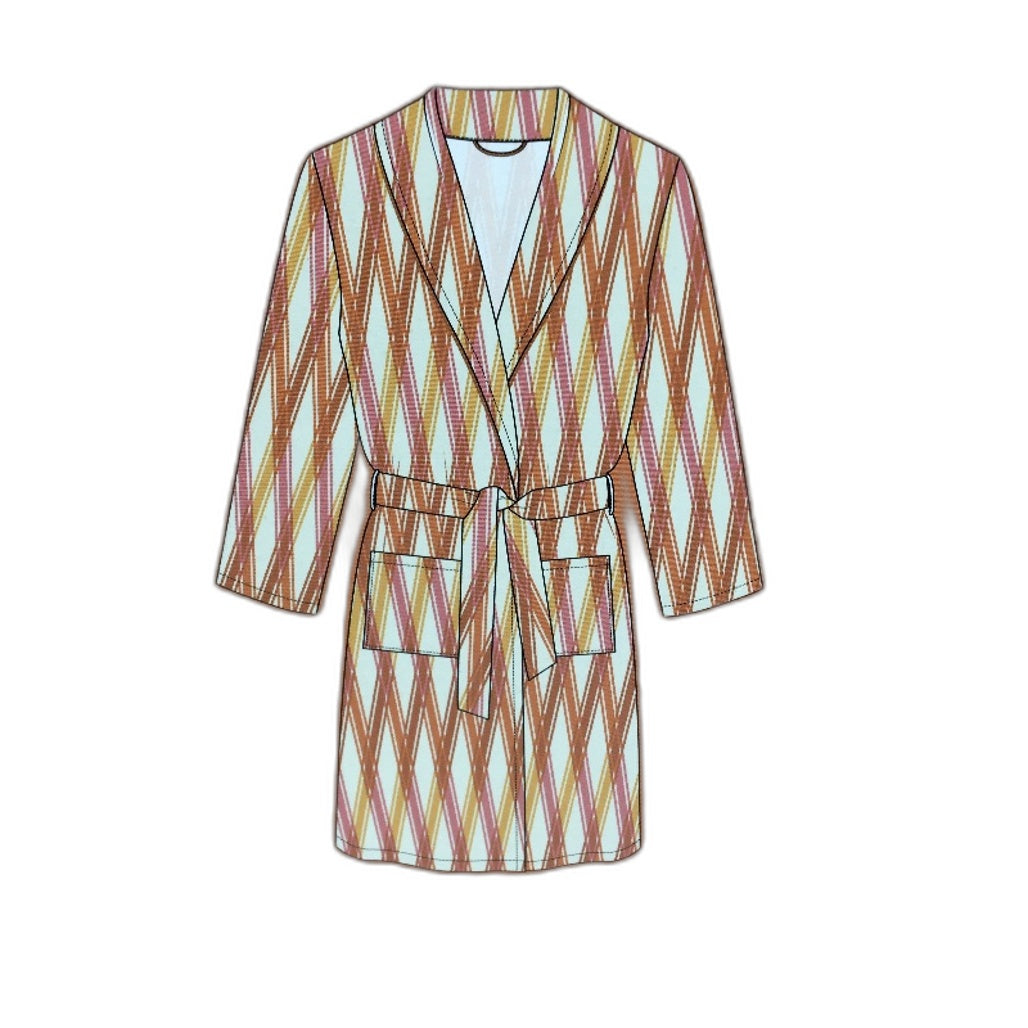 Serra Orange Striped Soft Plush Robe & Eye Mask Gift Set Ladies Size Small NEW