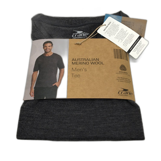 Crane Performance 100% Merino Fine Wool Grey Short Sleeve Top Mens Size XXL NEW
