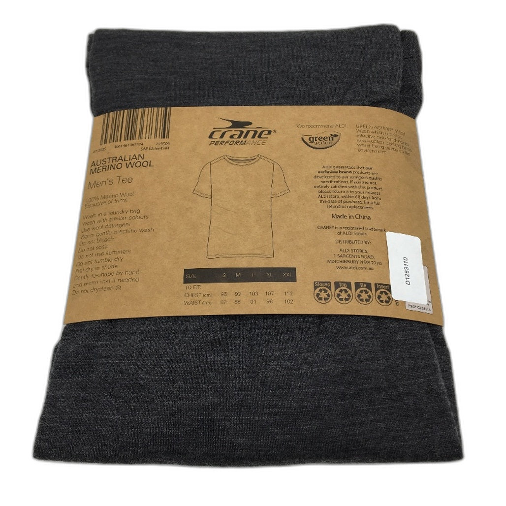 Crane Performance 100% Merino Fine Wool Grey Short Sleeve Top Mens Size XXL NEW